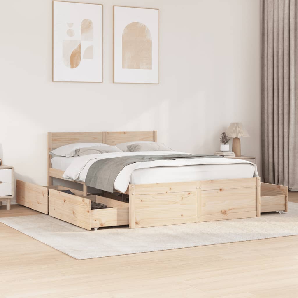 Cama sem colchão 140x190 cm madeira de pinho maciça