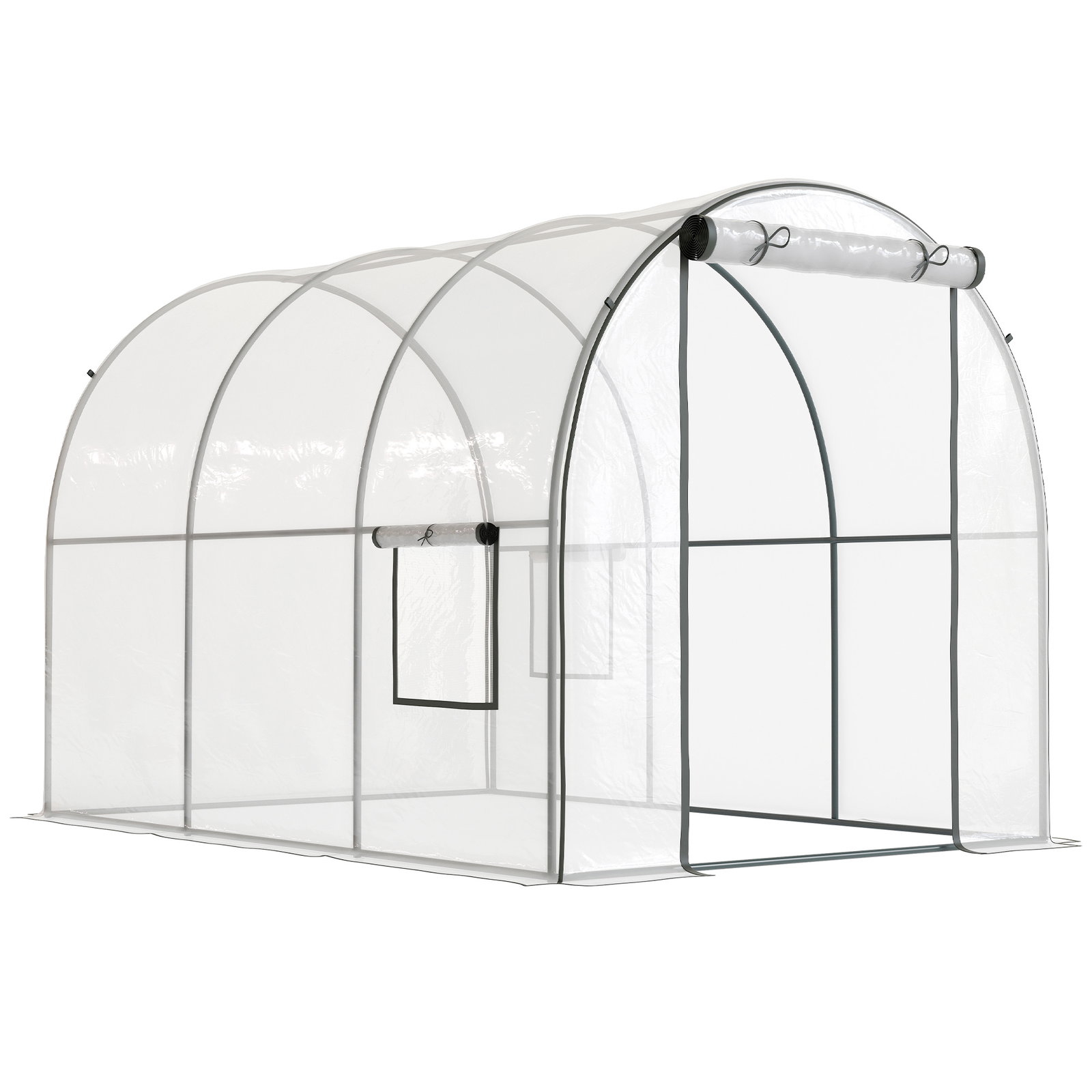 Estufa tipo túnel 3x2x2 m com porta enrolável 2 janelas anti-UV para cultivos plantas flores transparente