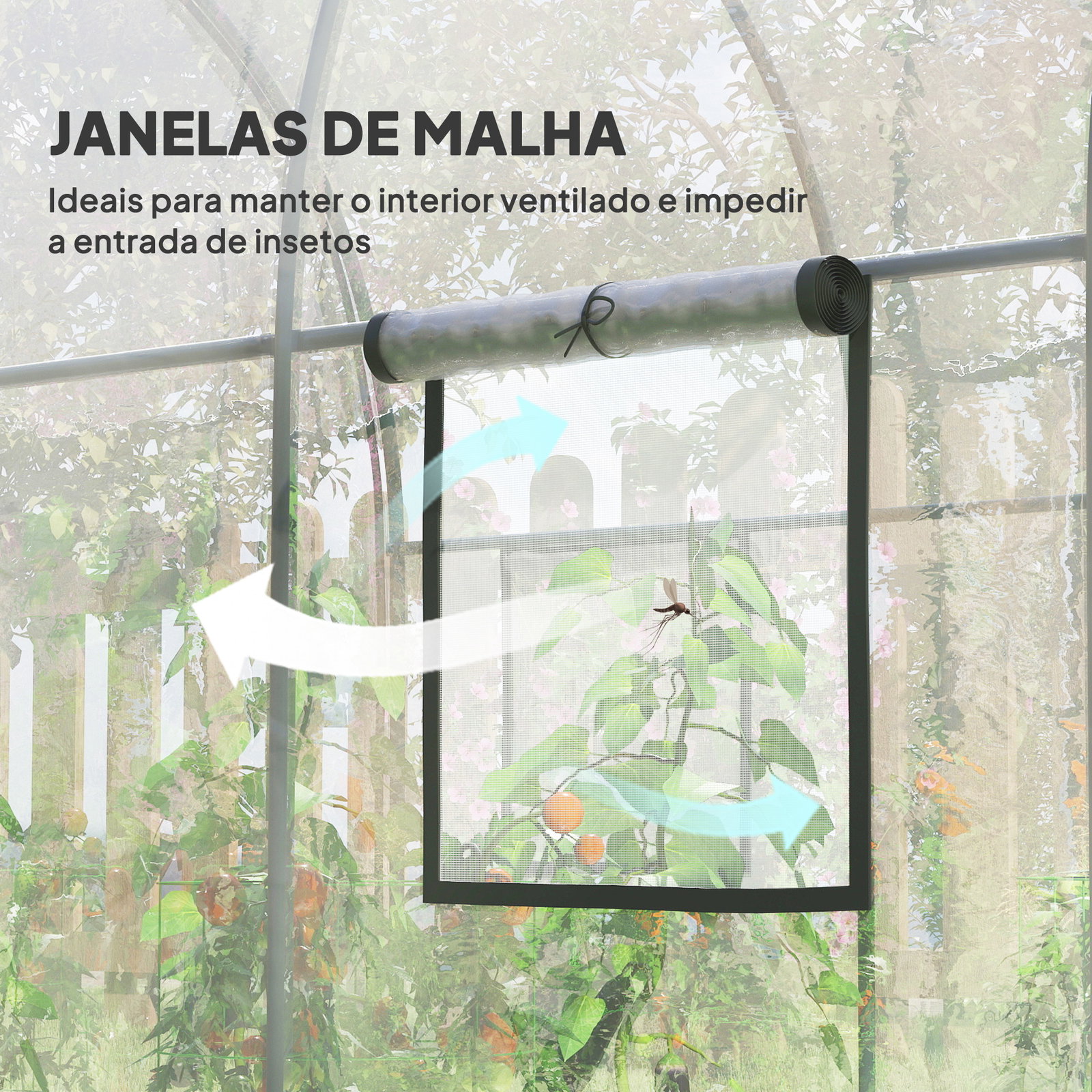 Estufa tipo túnel 3x2x2 m com porta enrolável 2 janelas anti-UV para cultivos plantas flores transparente
