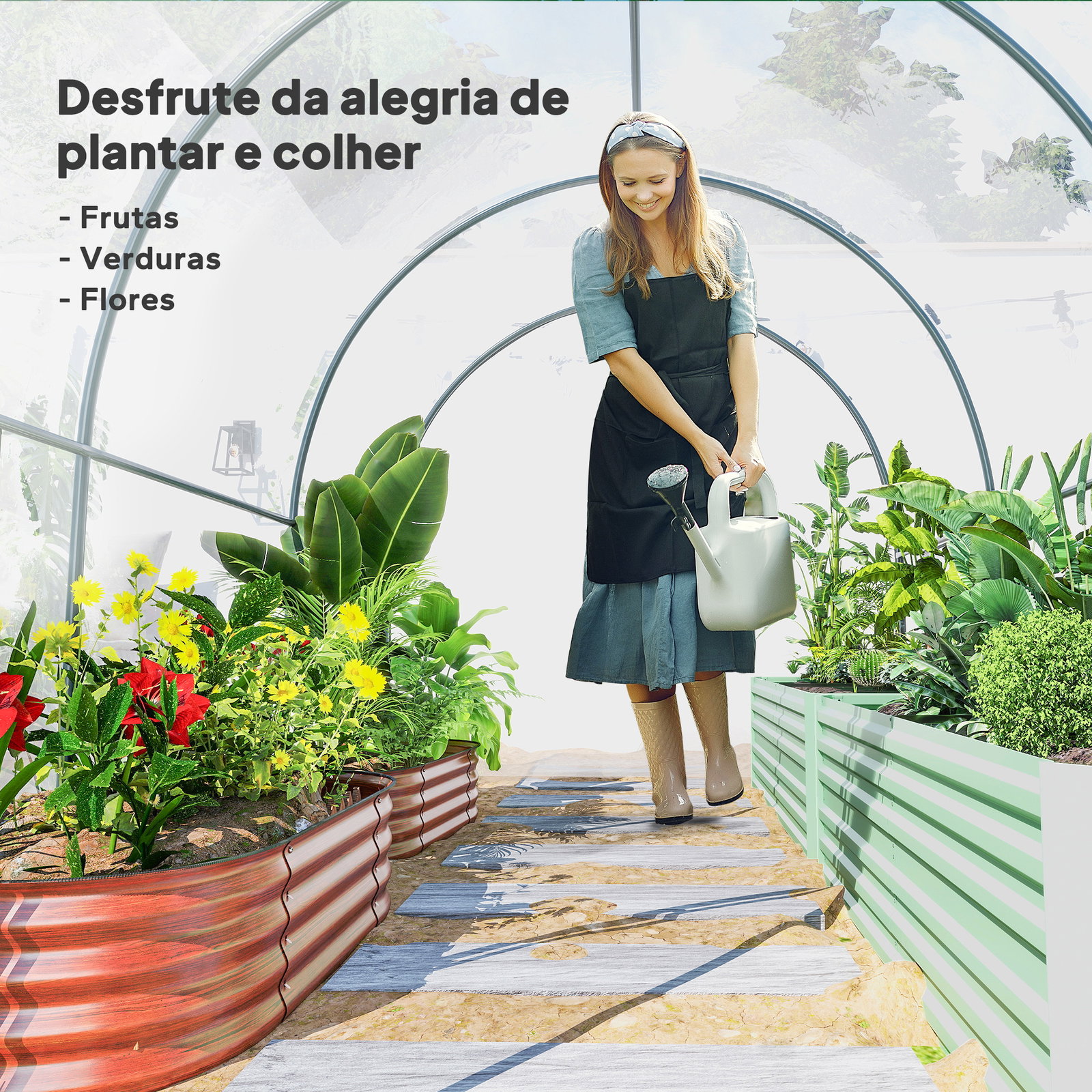 Estufa tipo túnel 3x2x2 m com porta enrolável 2 janelas anti-UV para cultivos plantas flores transparente