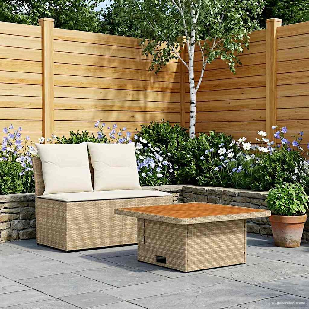 2 Peça sofá do meio para jardim com mesa elevatória vime PE