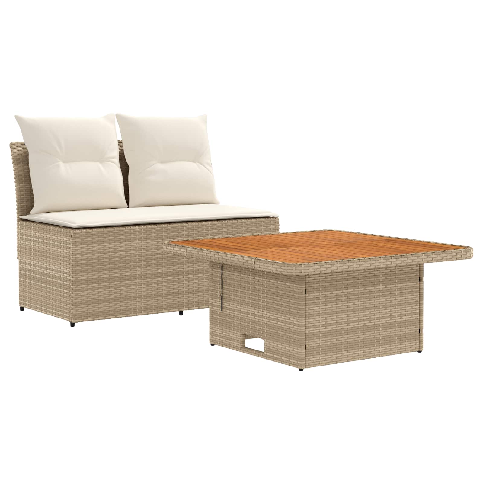 2 Peça sofá do meio para jardim com mesa elevatória vime PE