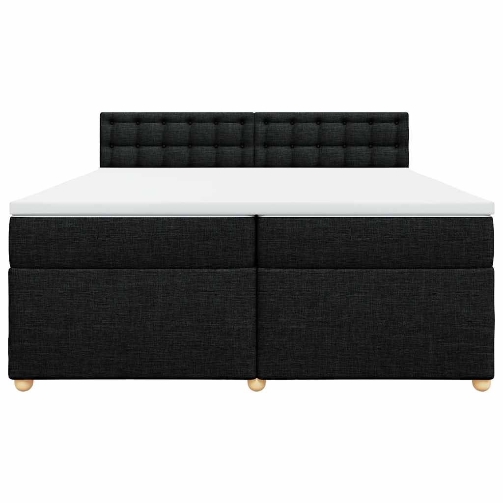 Cama com molas/colchão 200x200 cm tecido preto