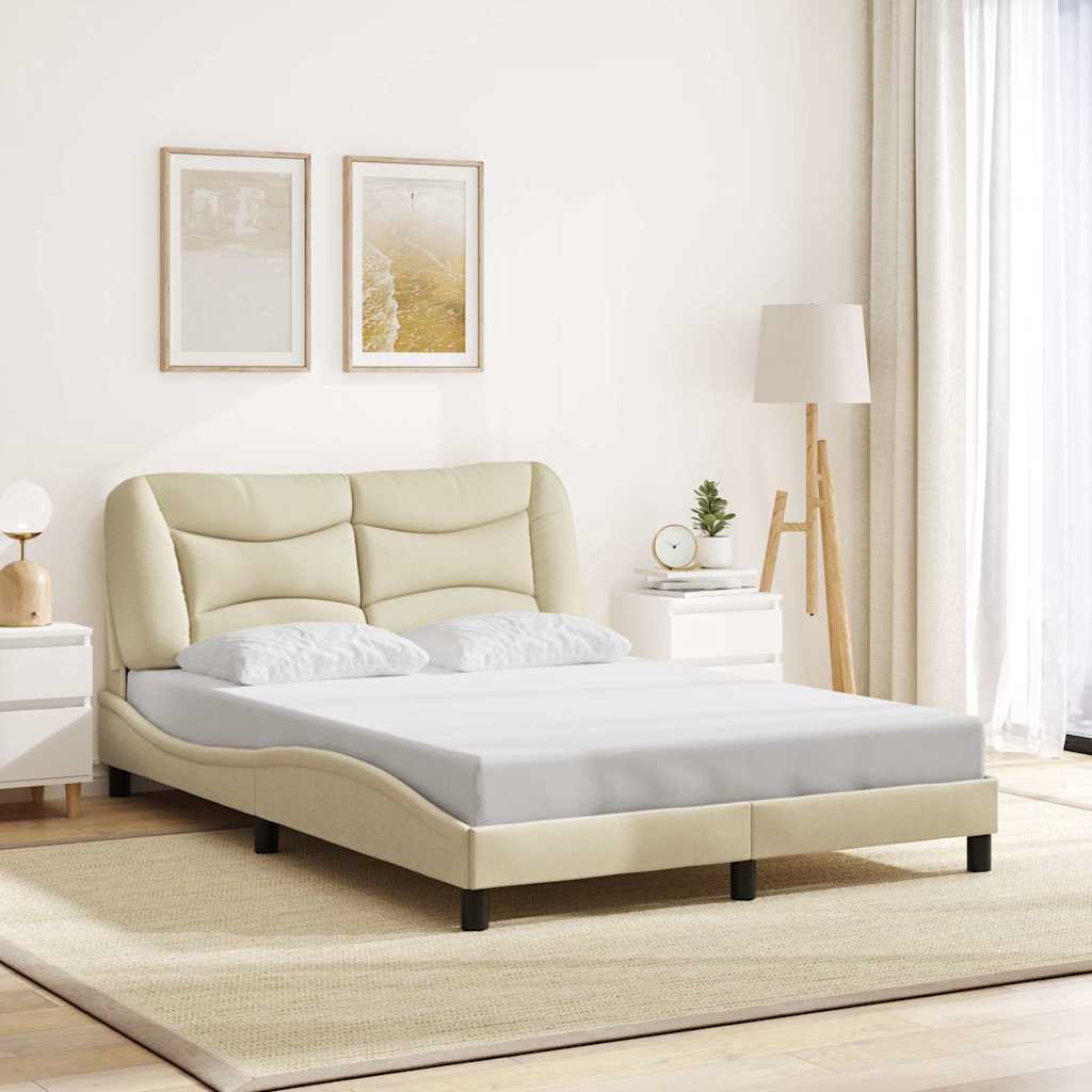 Estrutura de cama sem colchão hvar 120x200 cm tecido cor creme