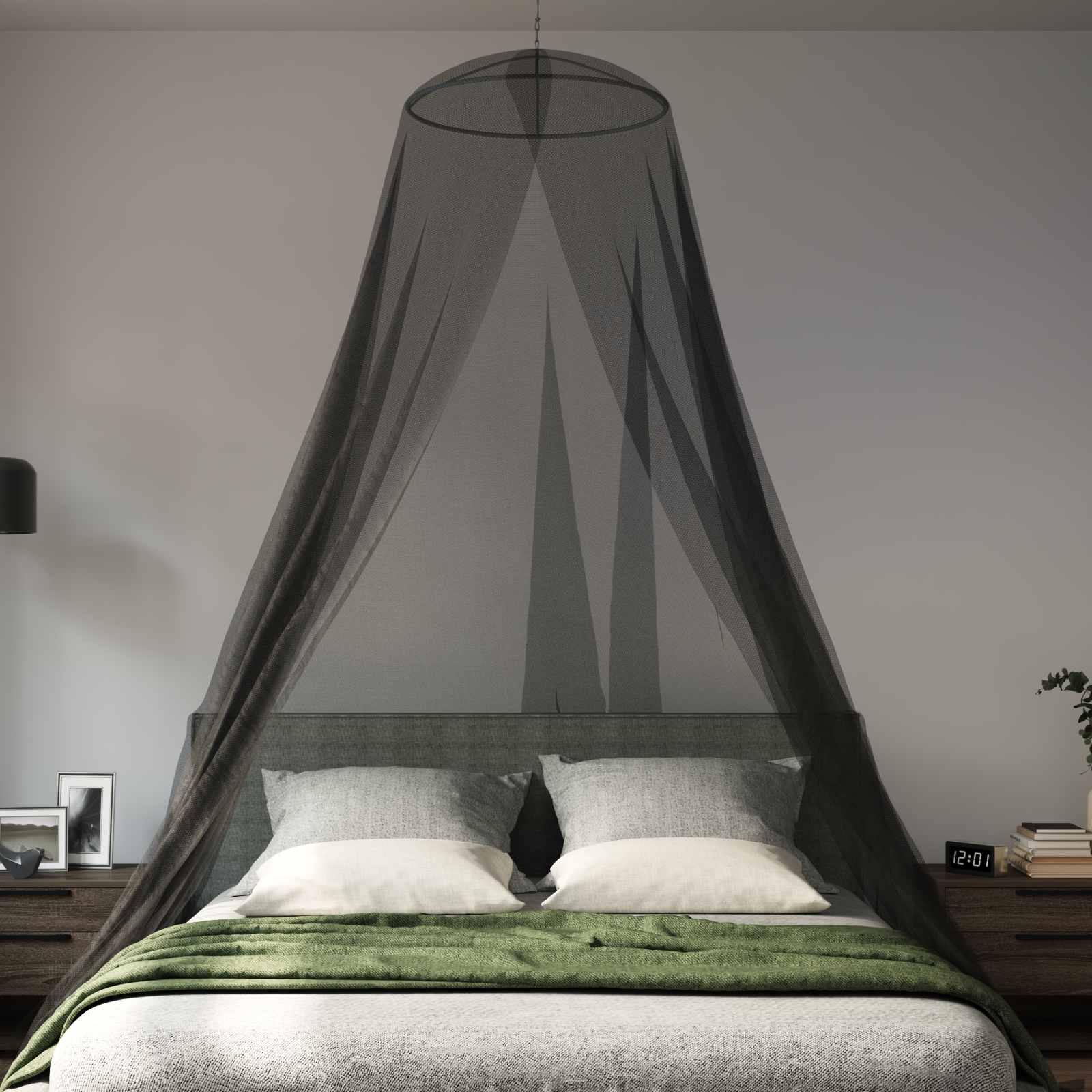 Rede mosquiteira para cama 3 unid. 156 mesh preto ⌀56 x 220 cm