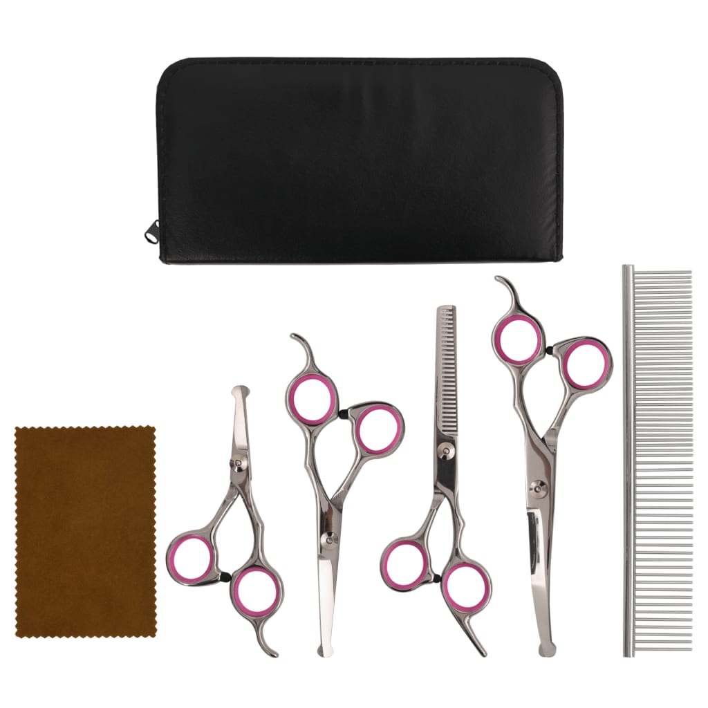 5 Pcs conjunto de tesouras de tosquia para cães aço inoxidável