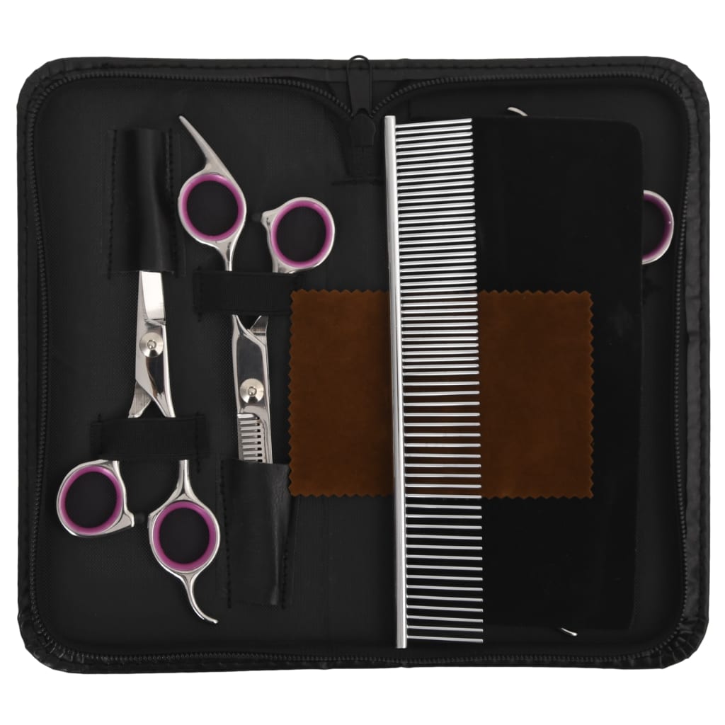 5 Pcs conjunto de tesouras de tosquia para cães aço inoxidável
