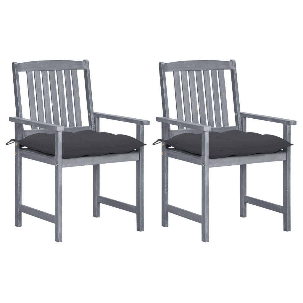 Cadeiras de jardim com almofadões 2 pcs acácia maciça cinza