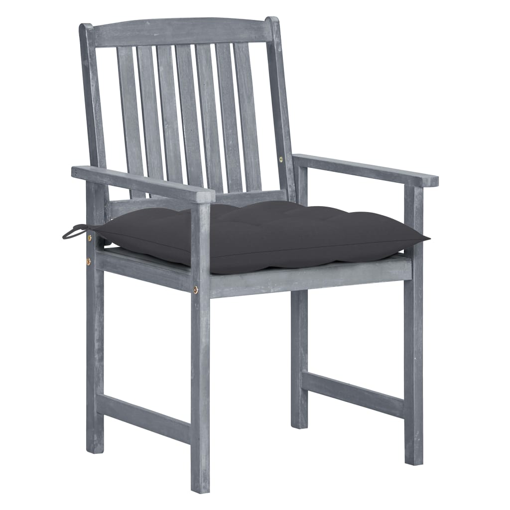 Cadeiras de jardim com almofadões 2 pcs acácia maciça cinza