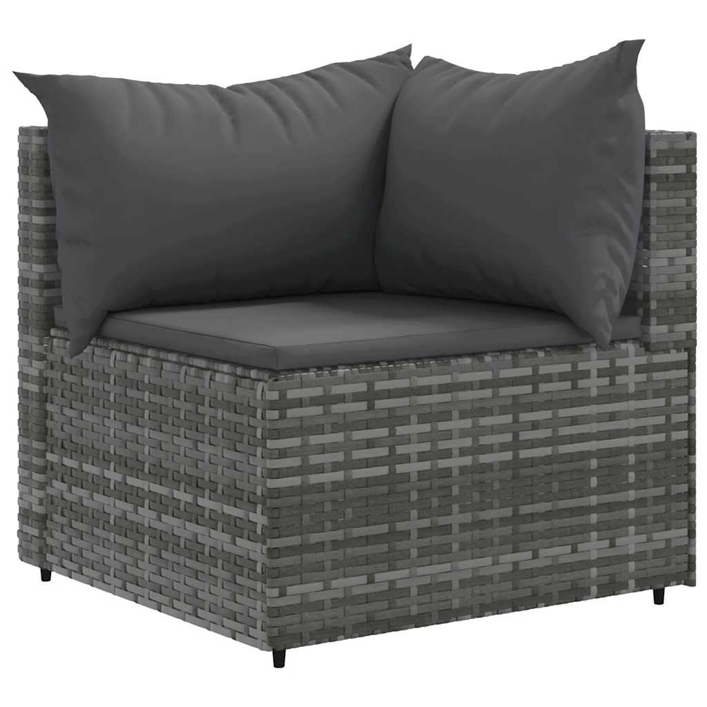 6 Pcs conjunto lounge de jardim c/ almofadões vime PE cinzento