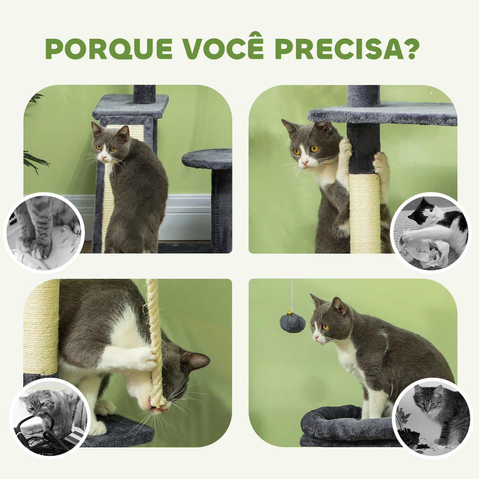 Arranhador para gatos 134 cm com caverna plataformas bolas de jogar e postes de sisal 124,5x40x134 cm cinza escuro