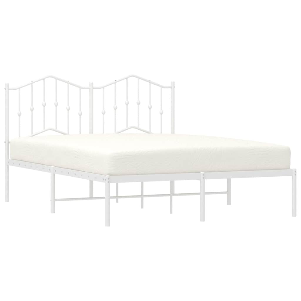 Estrutura de cama com cabeceira 150x200 cm metal branco