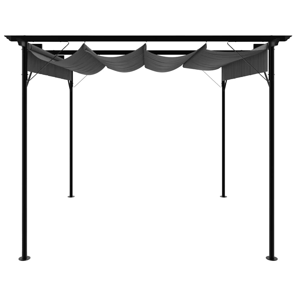 Pérgola com toldo retrátil 3x3 m 180 g/m² aço antracite