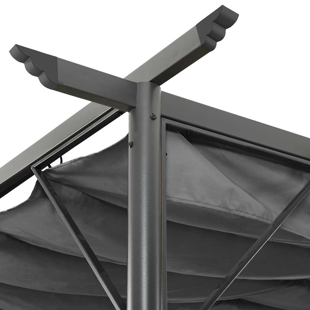 Pérgola com toldo retrátil 3x3 m 180 g/m² aço antracite