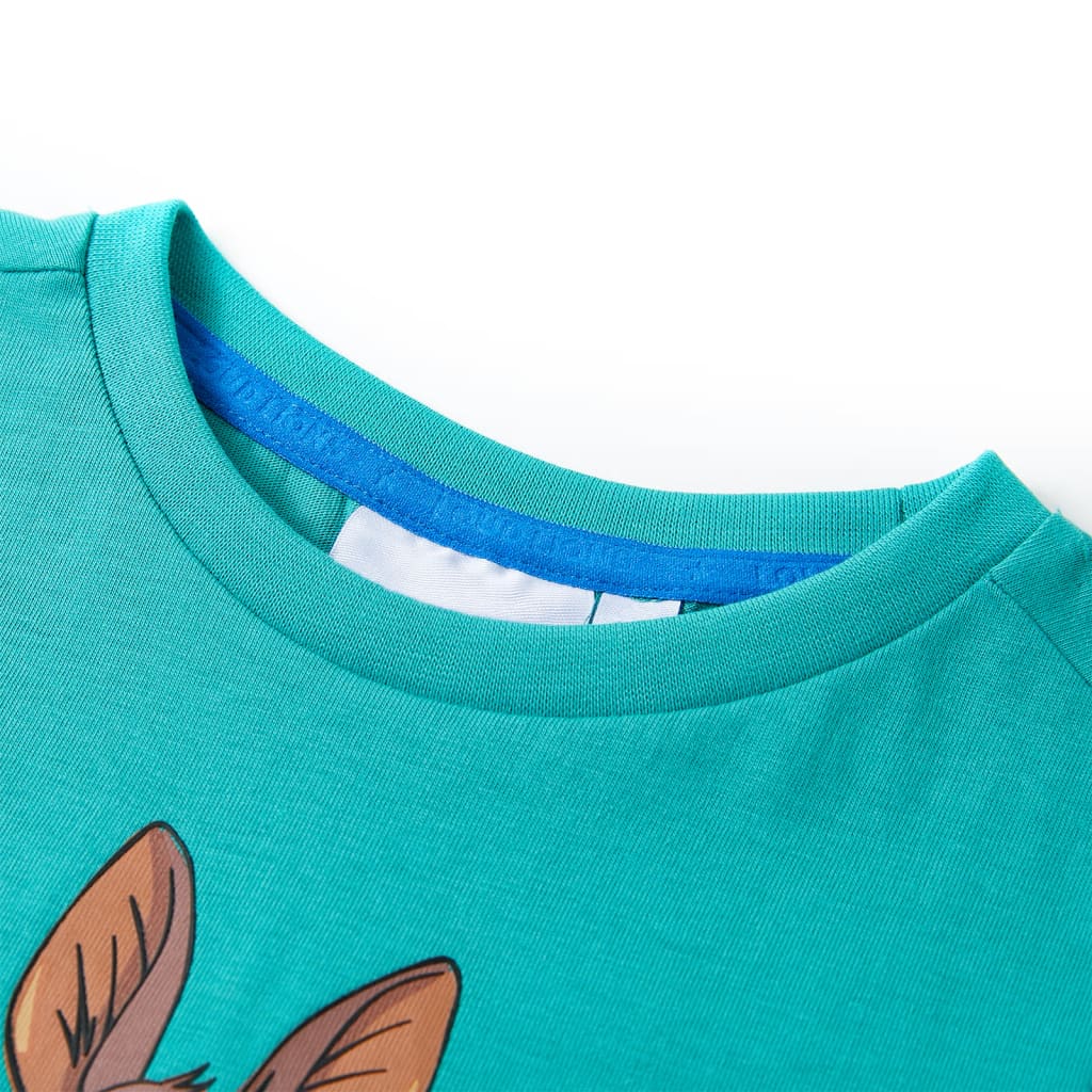 T-shirt infantil com mangas curtas menta-escuro 128