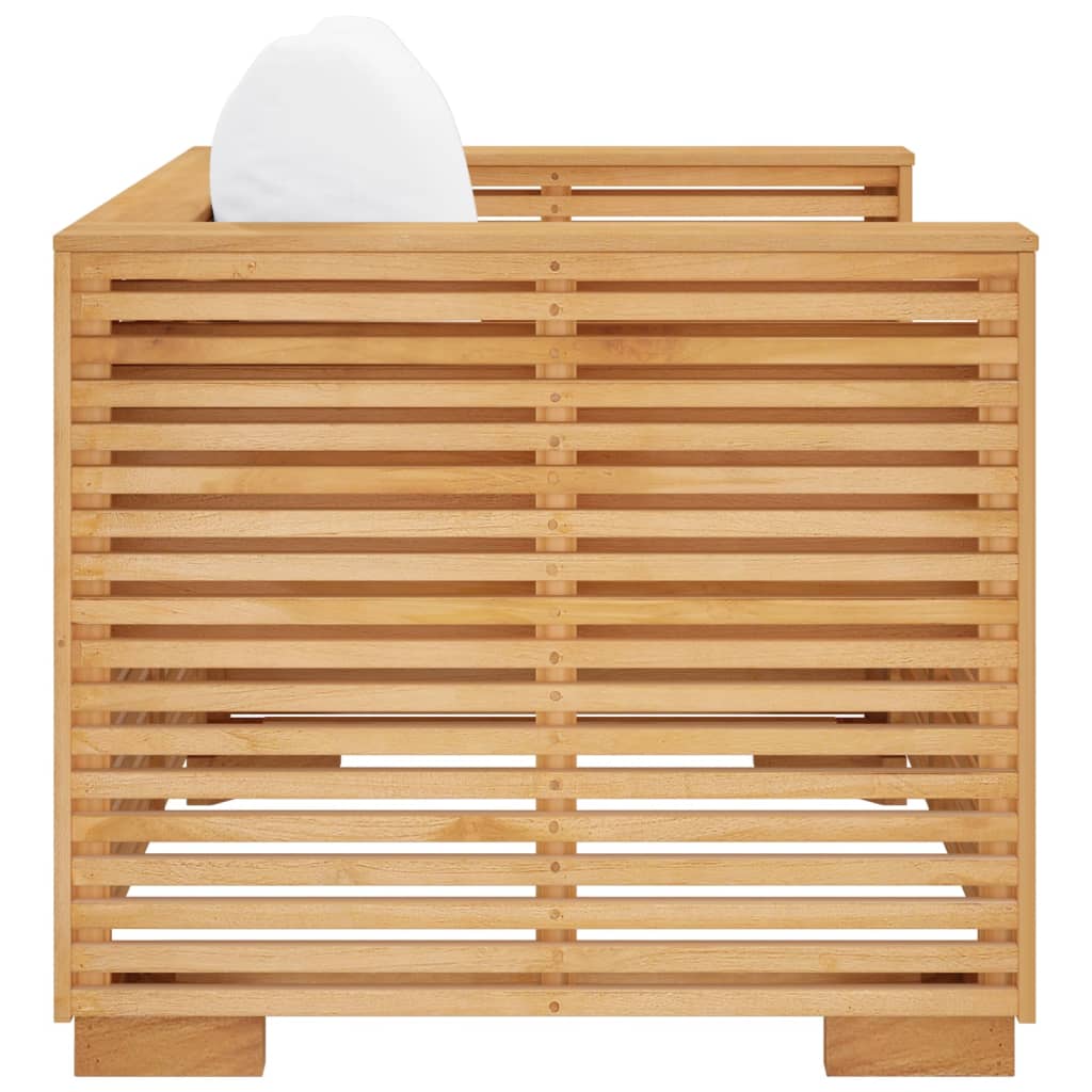 Poltrona de jardim c/ almofadões cor creme teca maciça