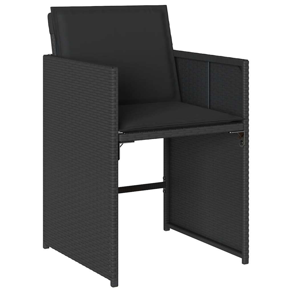 15 Pcs conjunto de jantar p/jardim com almofadões vime PE preto