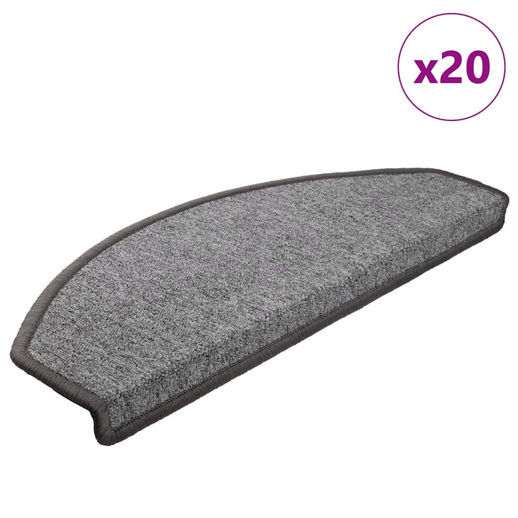 Tapetes de escada 20 peças 65x24x4 cm cinza escuro semicircular grande