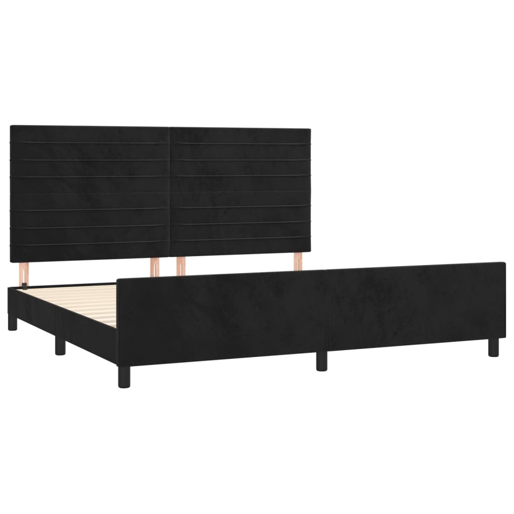 Estrutura de cama sem colchão 200x200 cm veludo preto