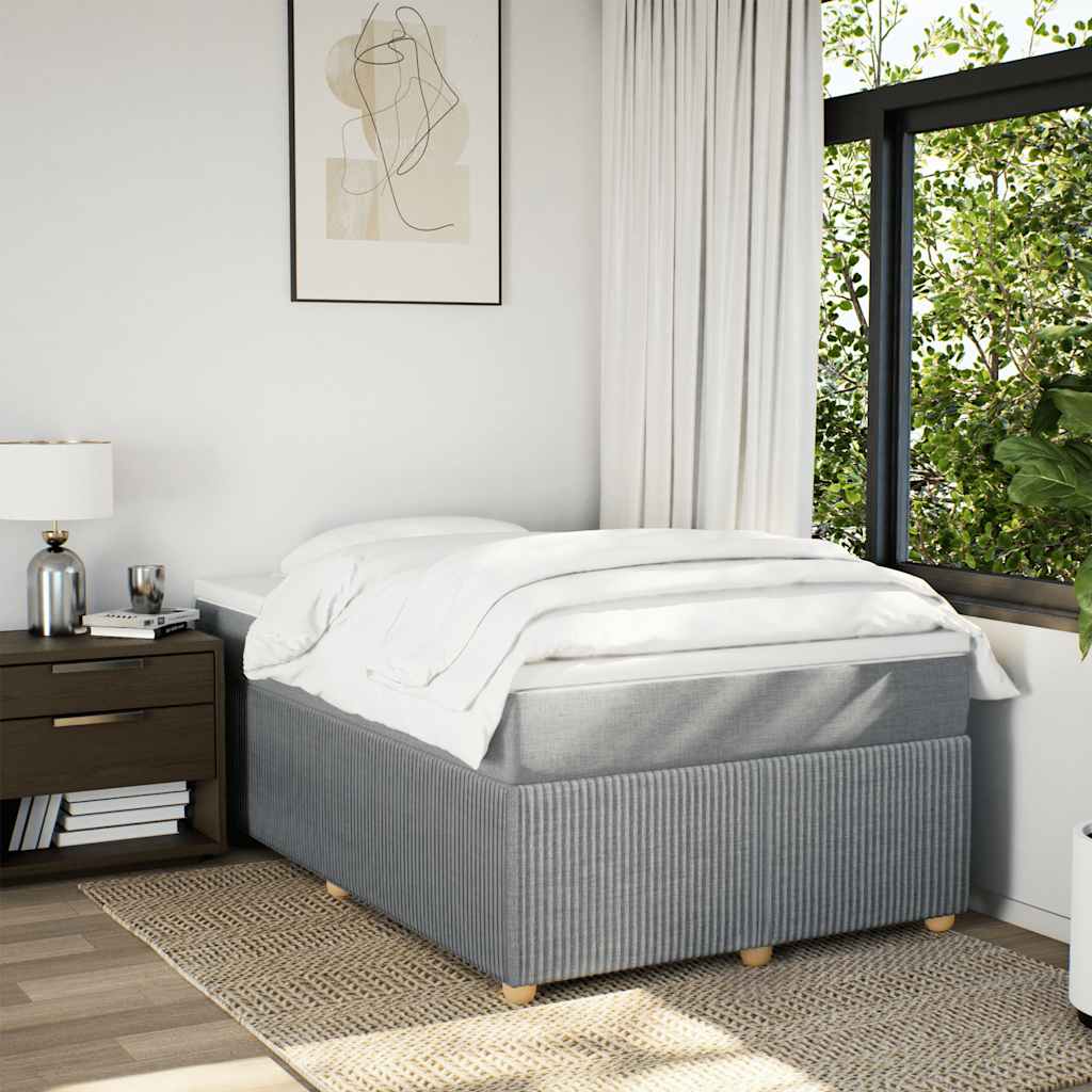Cama com molas/colchão 120x200 cm tecido cinza-claro