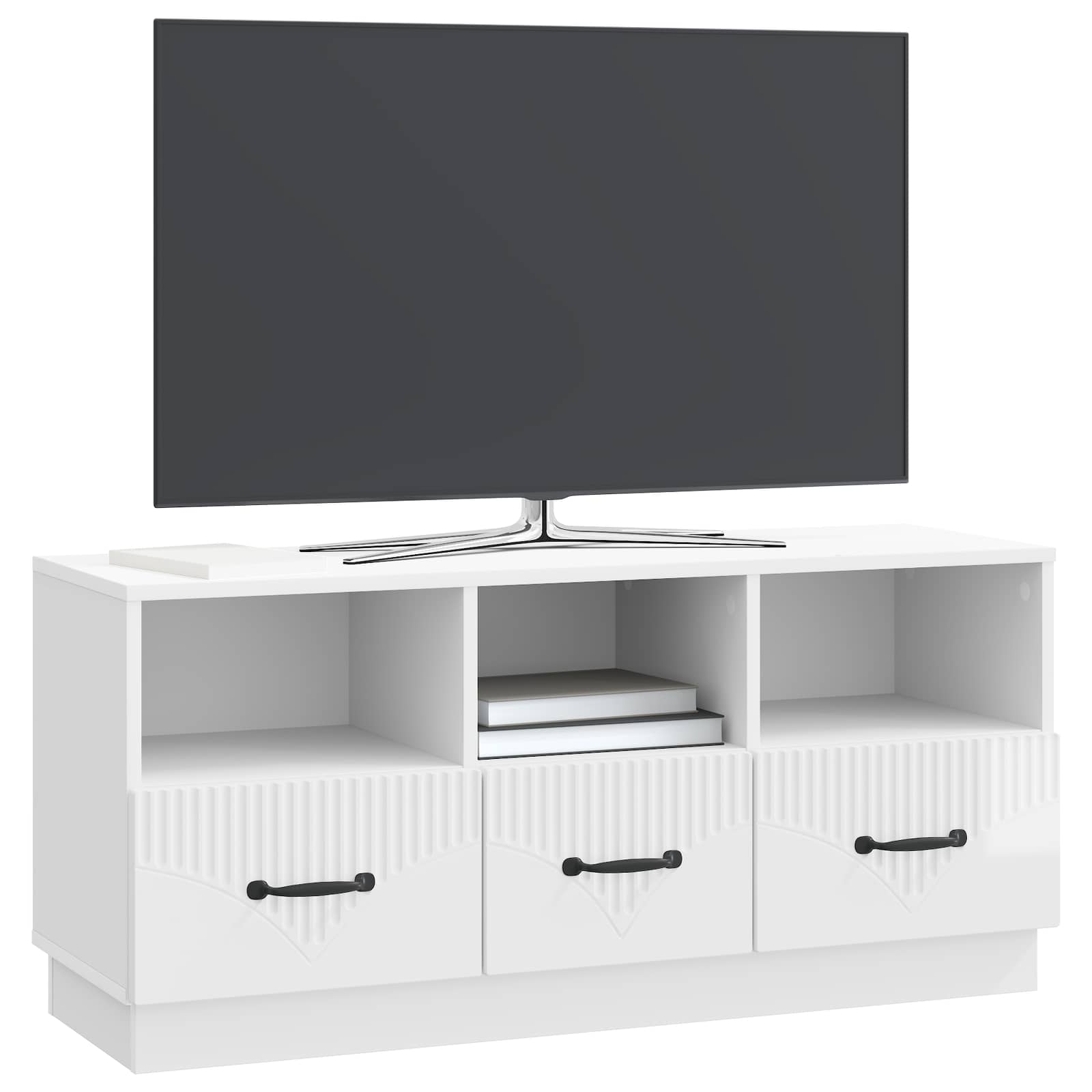 Gabinete para TV com gaveta branco brilhante 102 x 34,5 x 47 cm