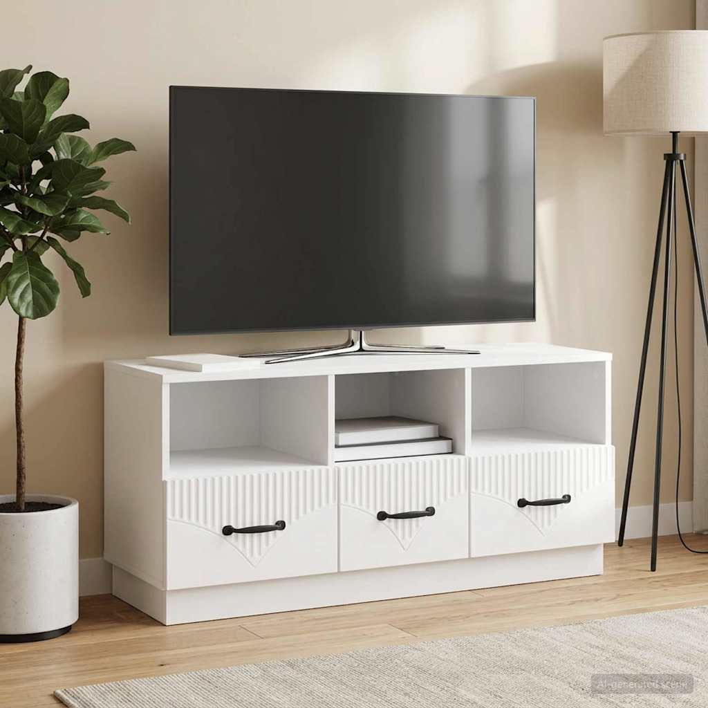 Gabinete para TV com gaveta branco brilhante 102 x 34,5 x 47 cm