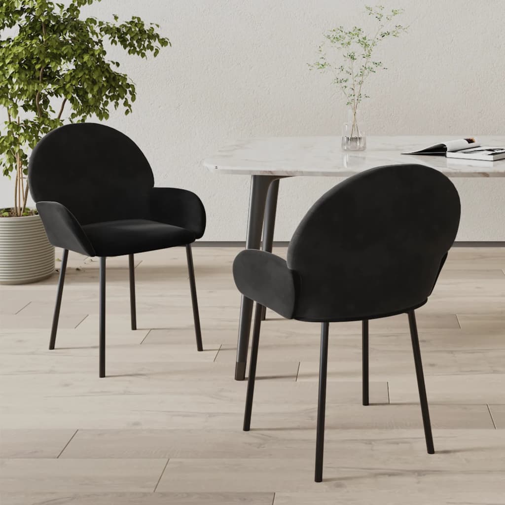 Cadeiras de jantar 2 pcs veludo preto
