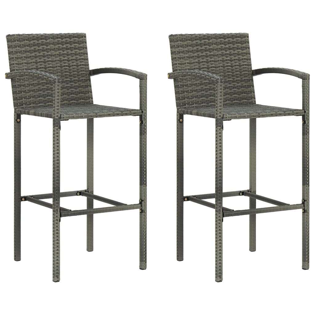 Bancos de bar 2 pcs vime PE cinzento