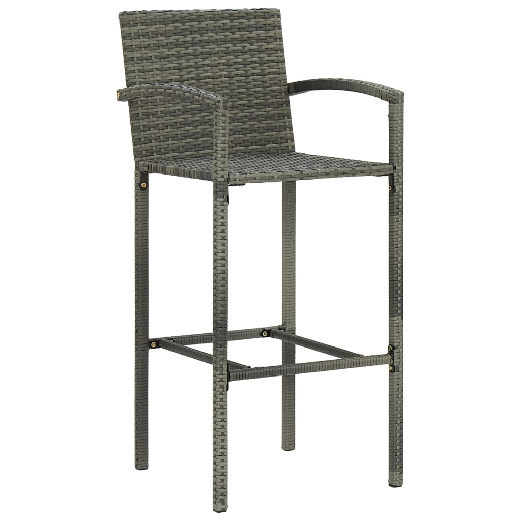 Bancos de bar 2 pcs vime PE cinzento