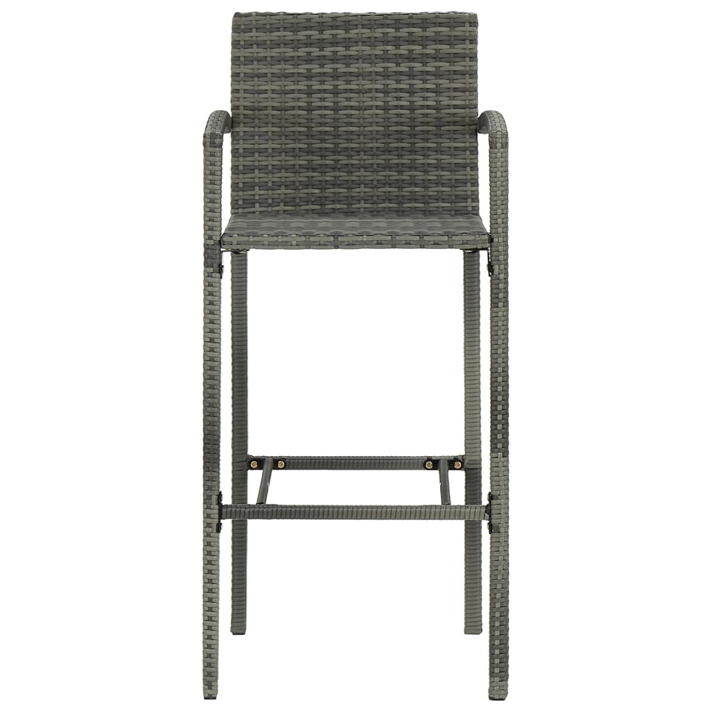Bancos de bar 2 pcs vime PE cinzento
