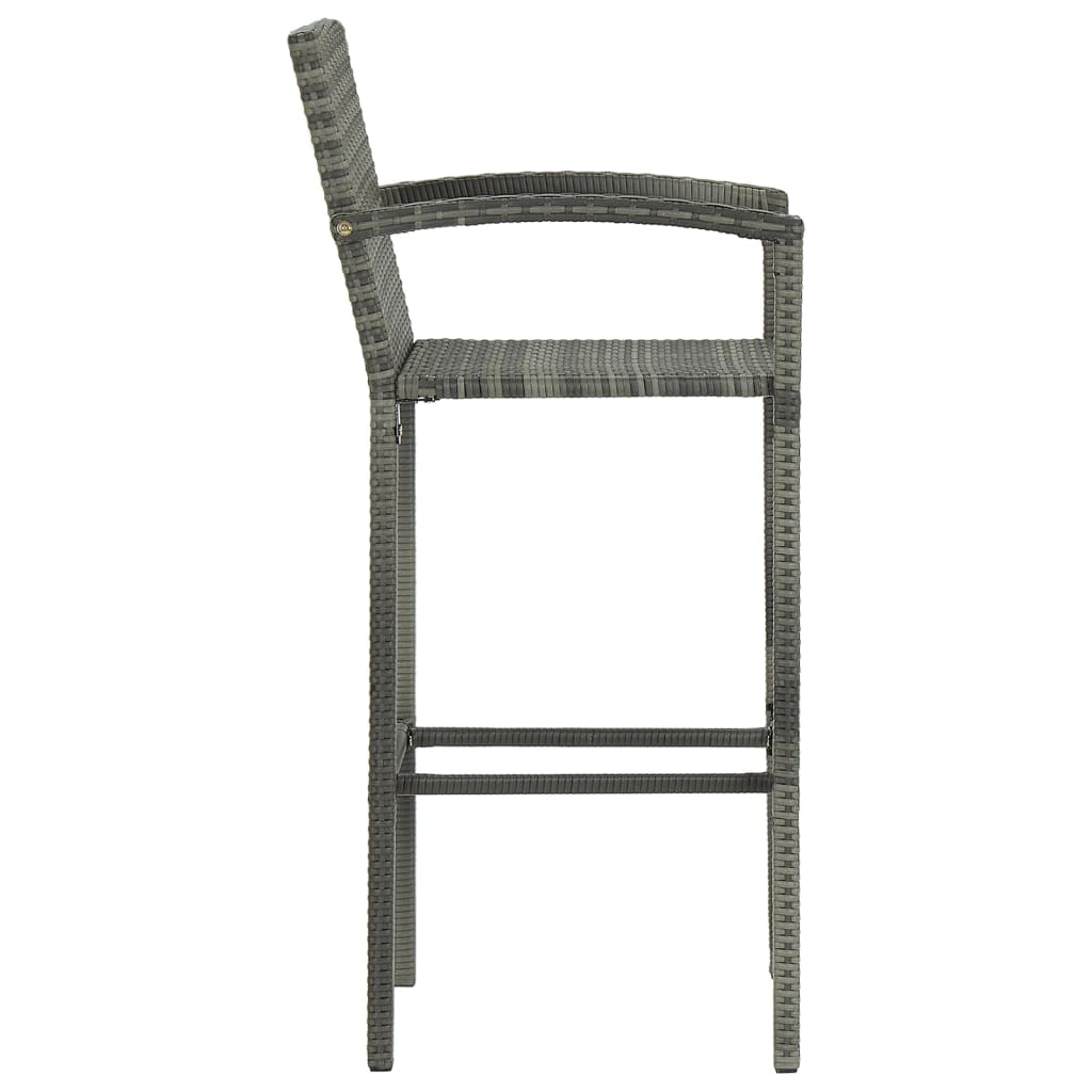 Bancos de bar 2 pcs vime PE cinzento
