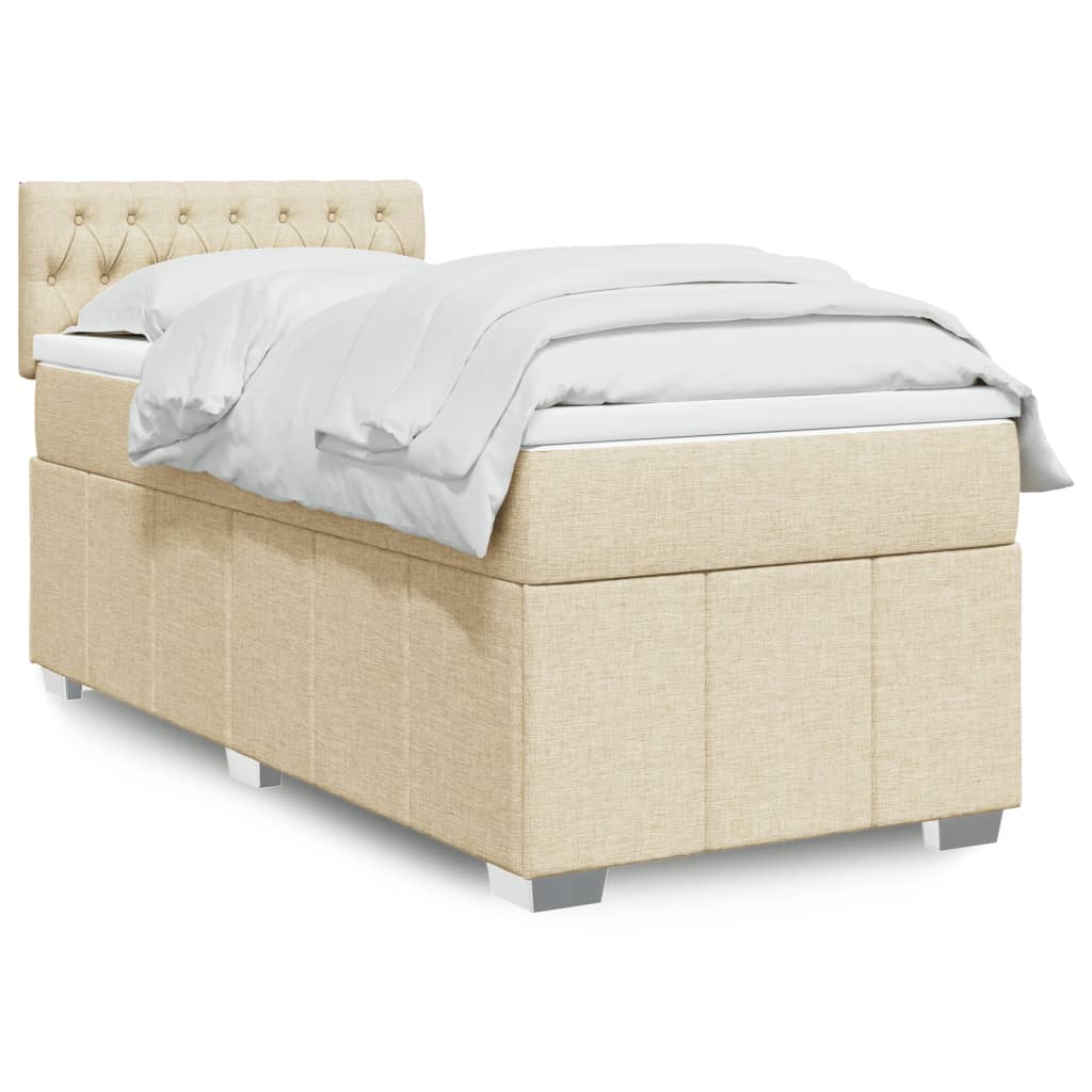 Cama com molas/colchão 90x200 cm tecido cor crème