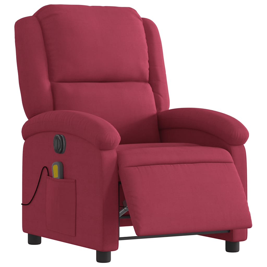 Poltrona de massagens reclinável elétrica veludo vermelho tinto