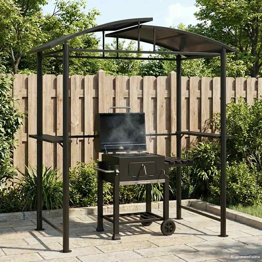 Gazebo churrasco prateleiras laterais 210x114x230 aço antracite