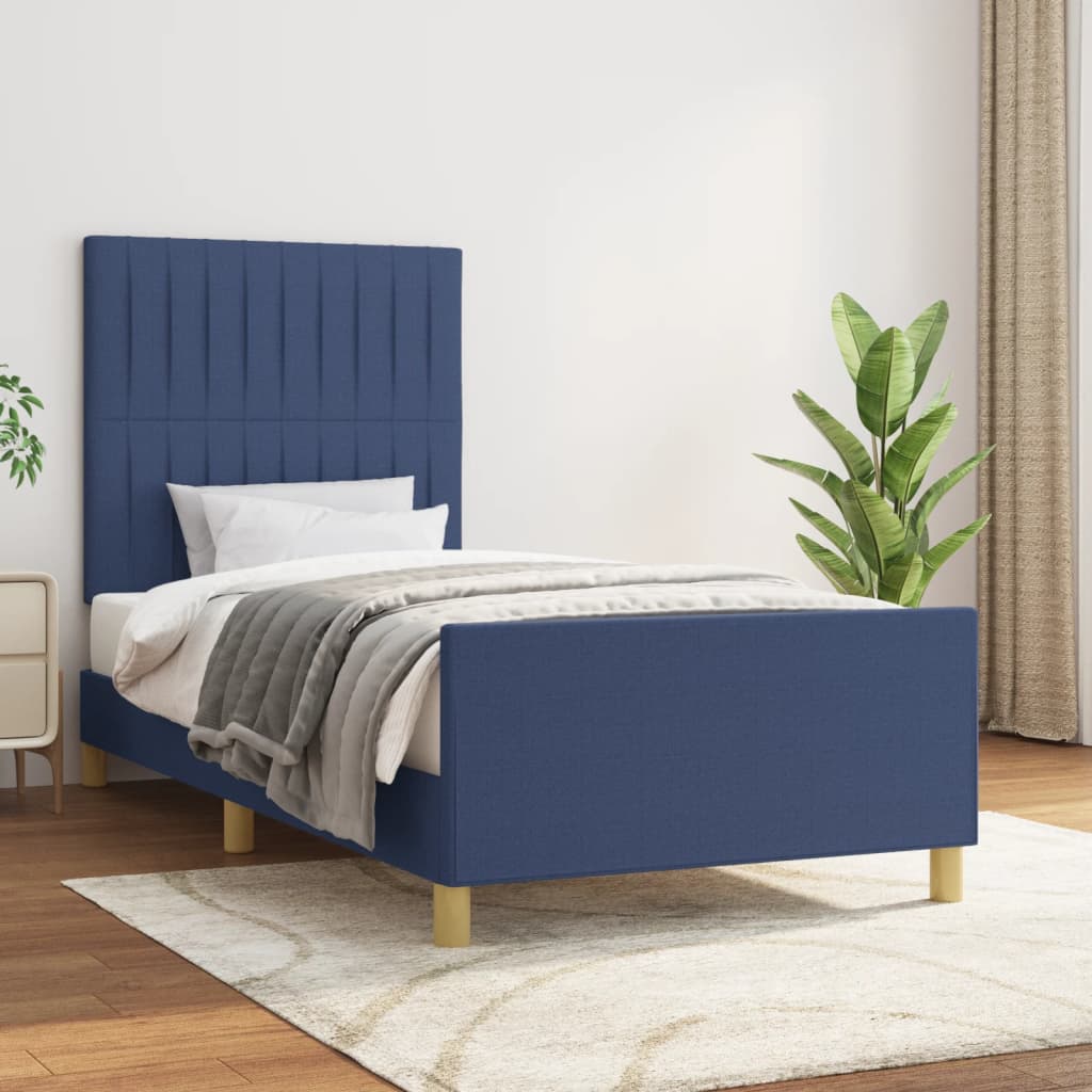 Estrutura de cama sem colchão 90x200 cm tecido azul