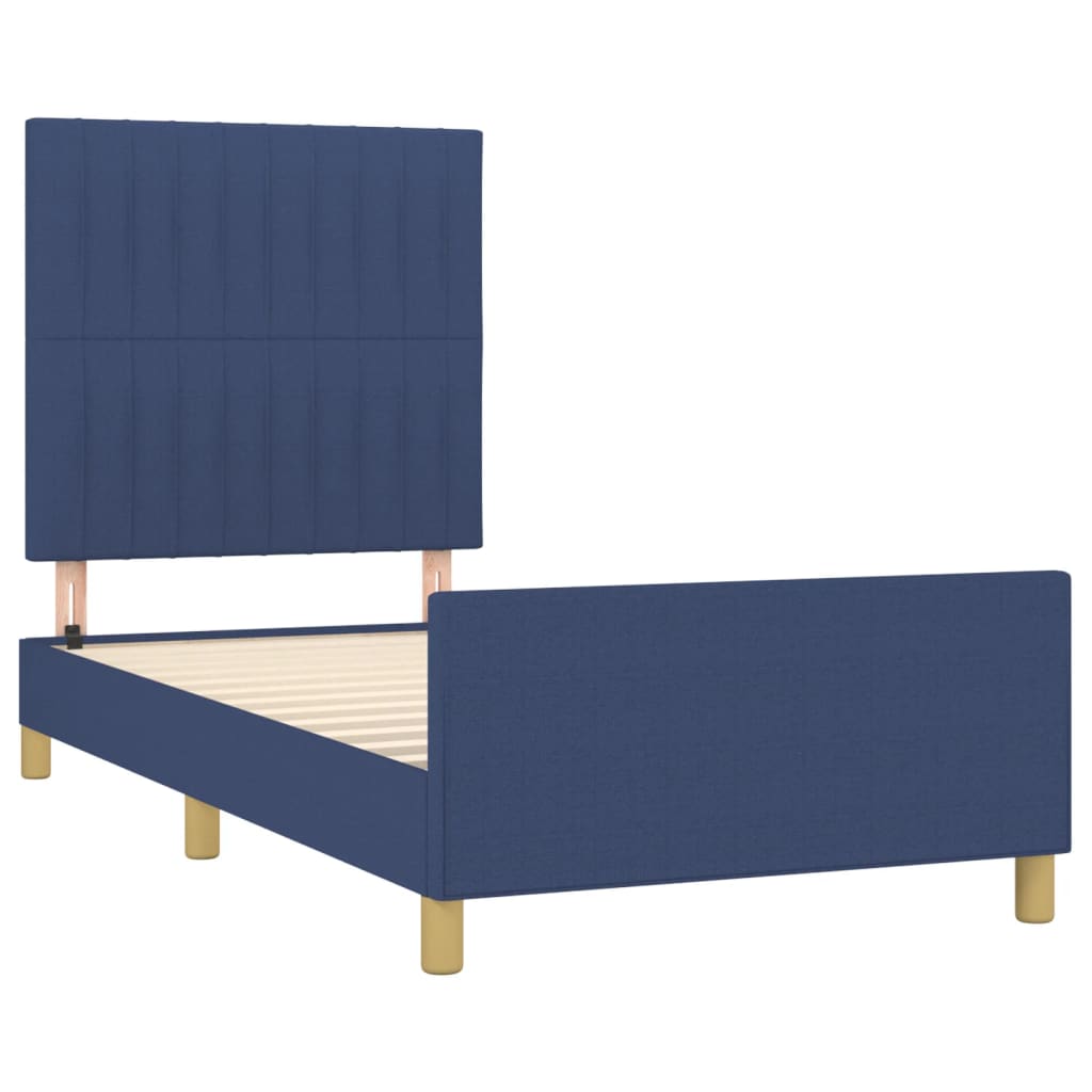 Estrutura de cama sem colchão 90x200 cm tecido azul