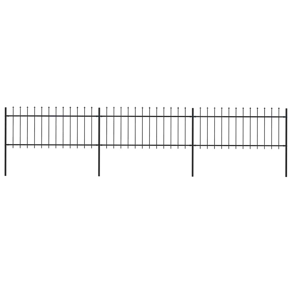 Cerca de jardim com topo em forma de lança em aço 504x80 cm, preta