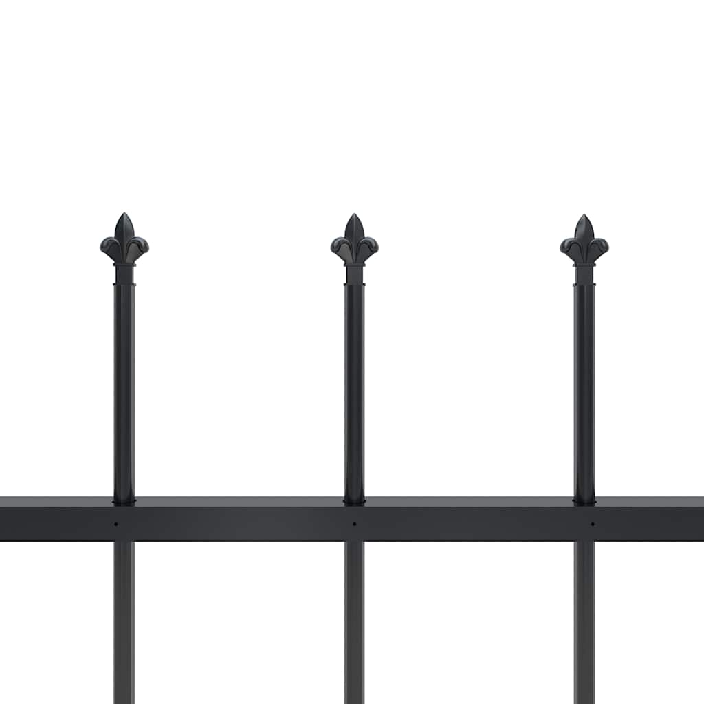 Cerca de jardim com topo em forma de lança em aço 504x80 cm, preta