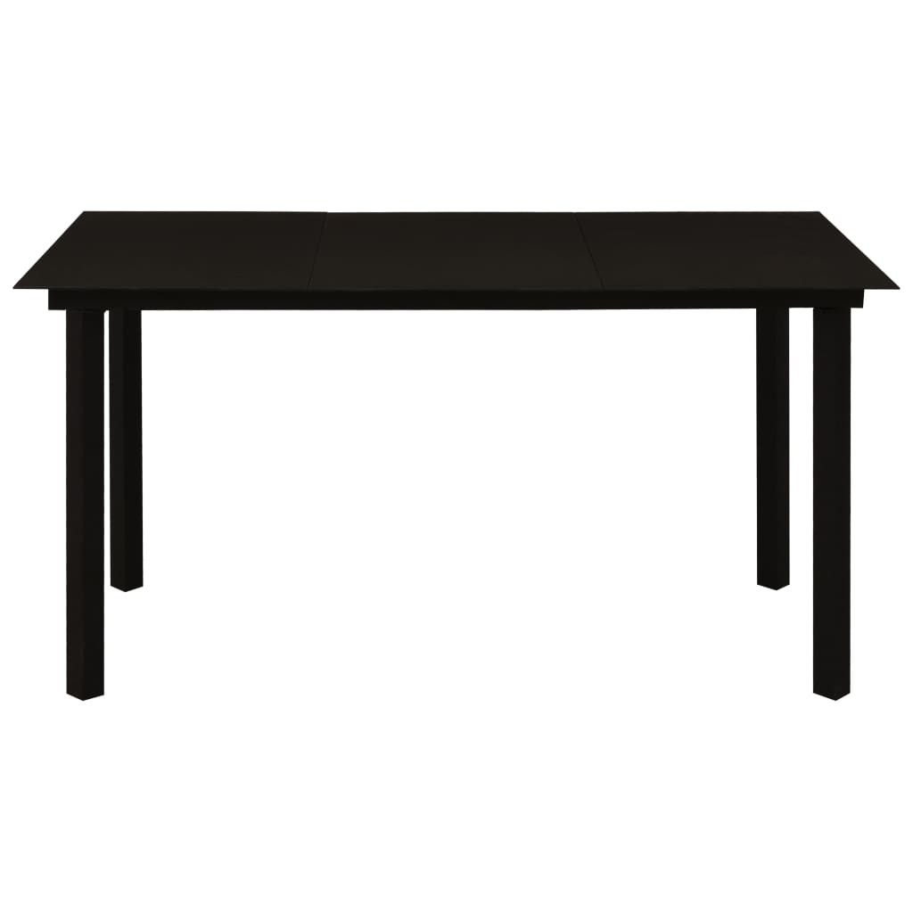 5 Pcs conjunto de jantar para jardim vime de PVC preto