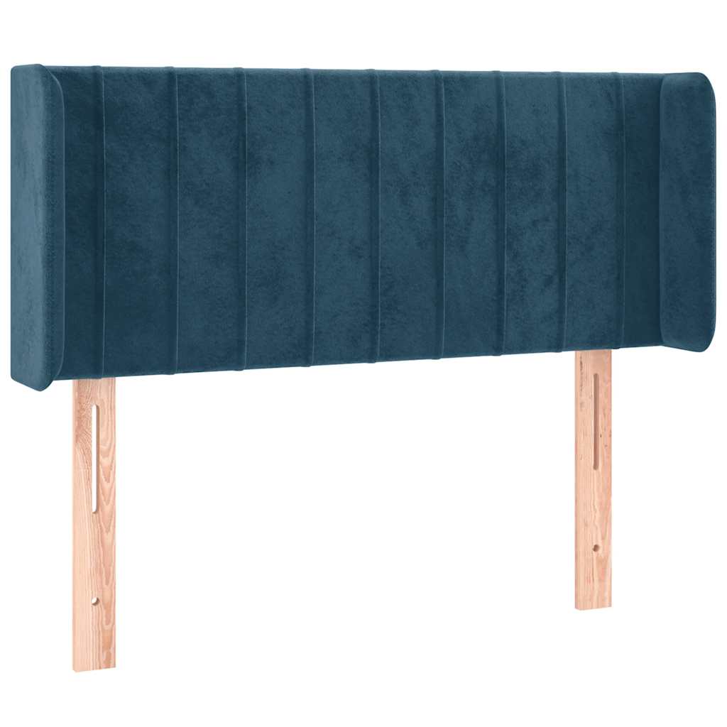 Cabeceira de cama c/ luzes LED veludo 83x16x78/88cm azul-escuro