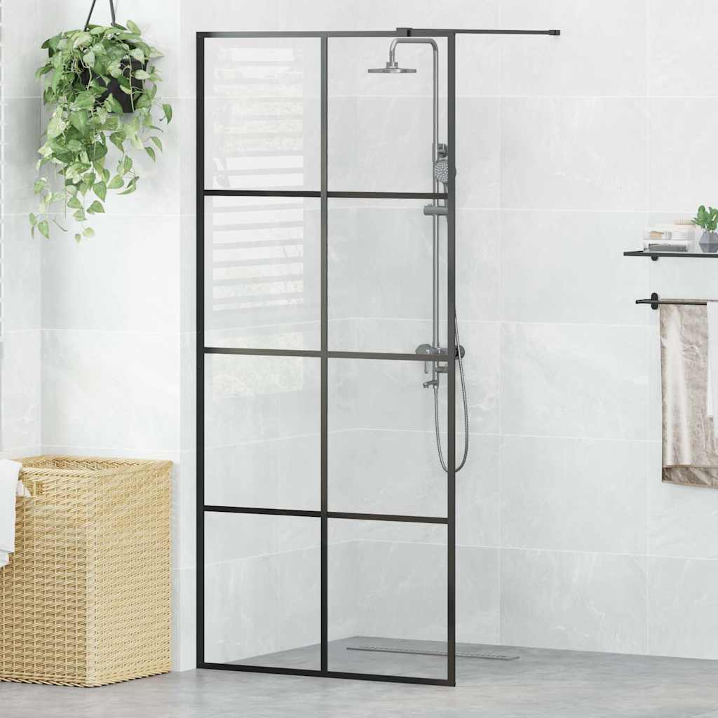 Divisória de chuveiro c/ vidro transparente esg 90x195 cm preto