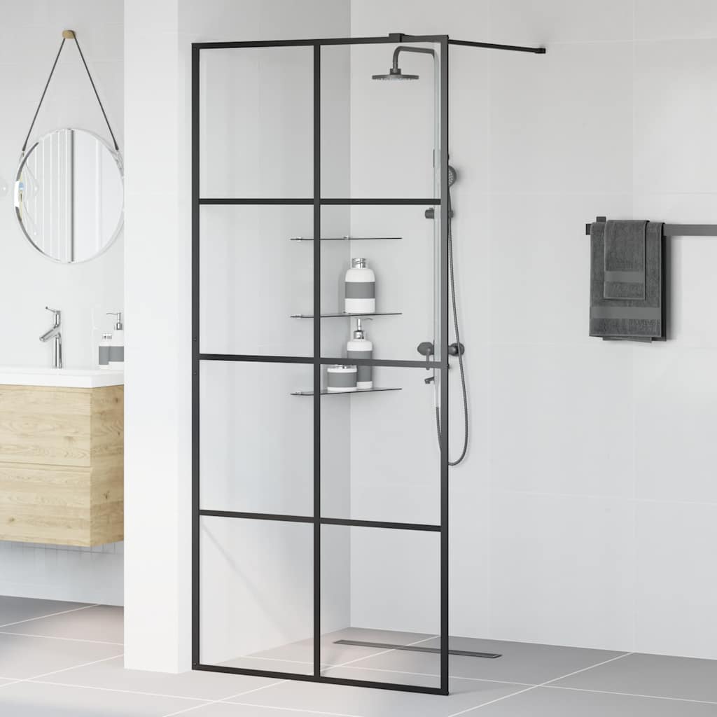 Divisória de chuveiro c/ vidro transparente esg 90x195 cm preto