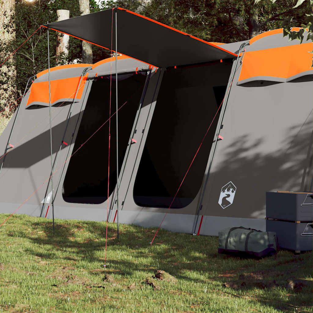 Tenda familiar túnel p/ 8 pessoas impermeável cinza/laranja