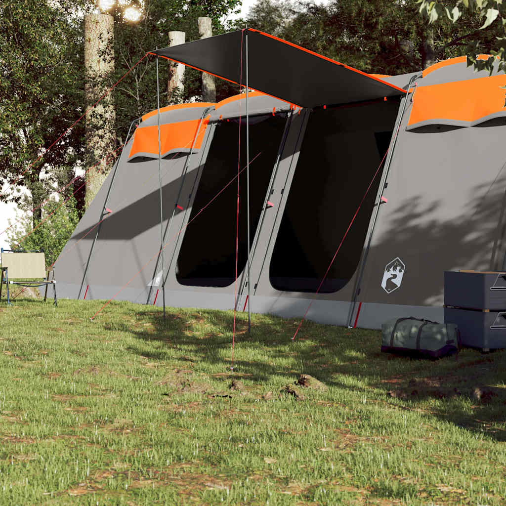 Tenda familiar túnel p/ 8 pessoas impermeável cinza/laranja