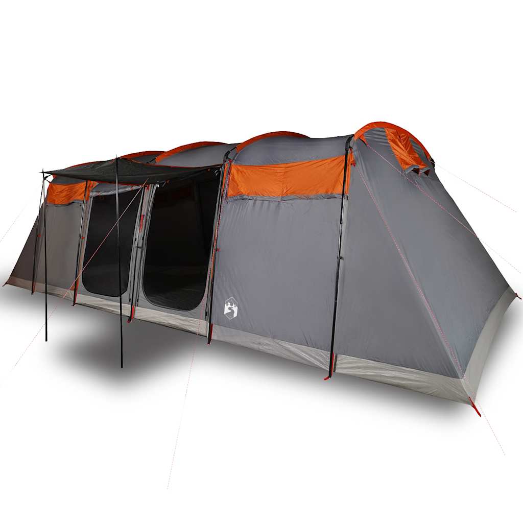 Tenda familiar túnel p/ 8 pessoas impermeável cinza/laranja