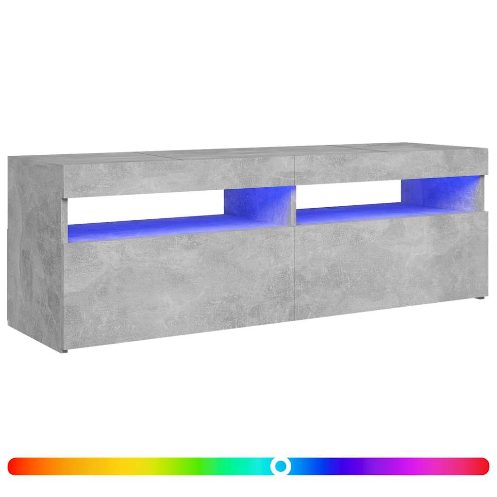 Móvel de TV com luzes LED 120x35x40 cm cinzento cimento
