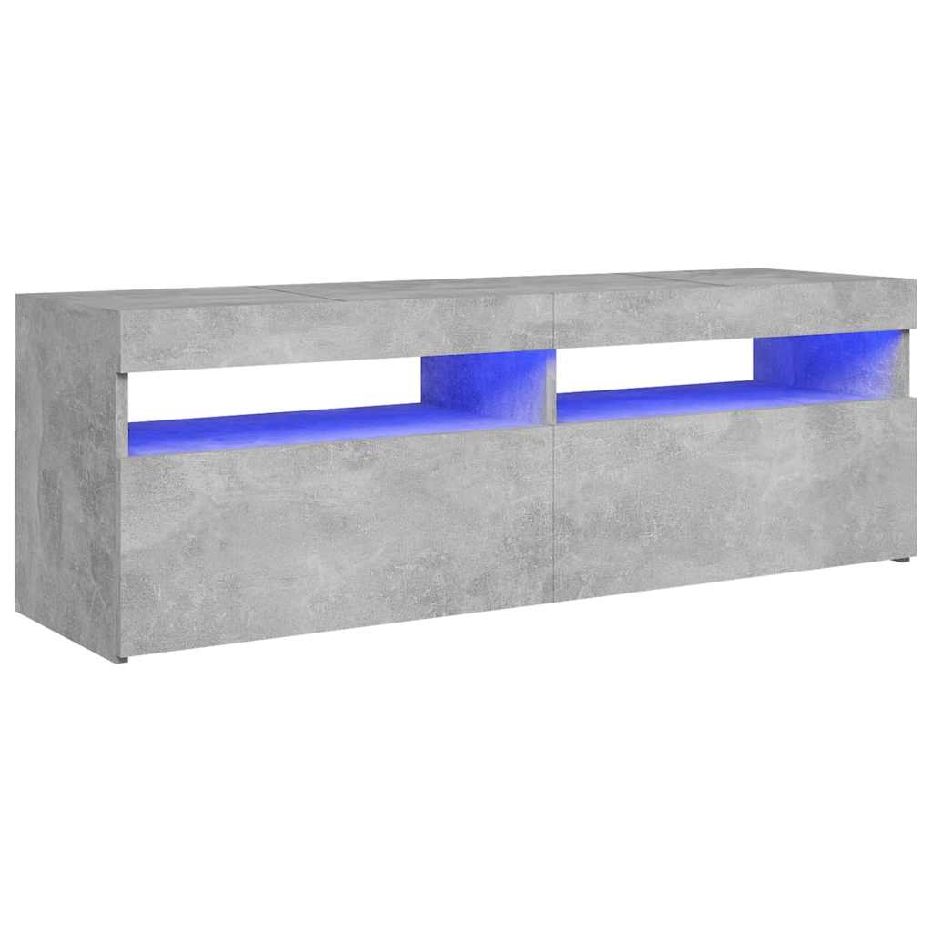 Móvel de TV com luzes LED 120x35x40 cm cinzento cimento