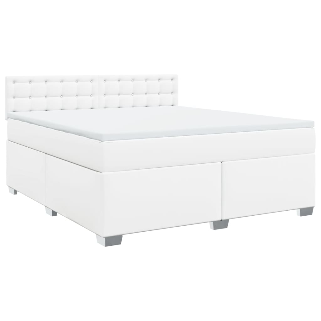 Cama com molas/colchão 180x200 cm couro artificial branco