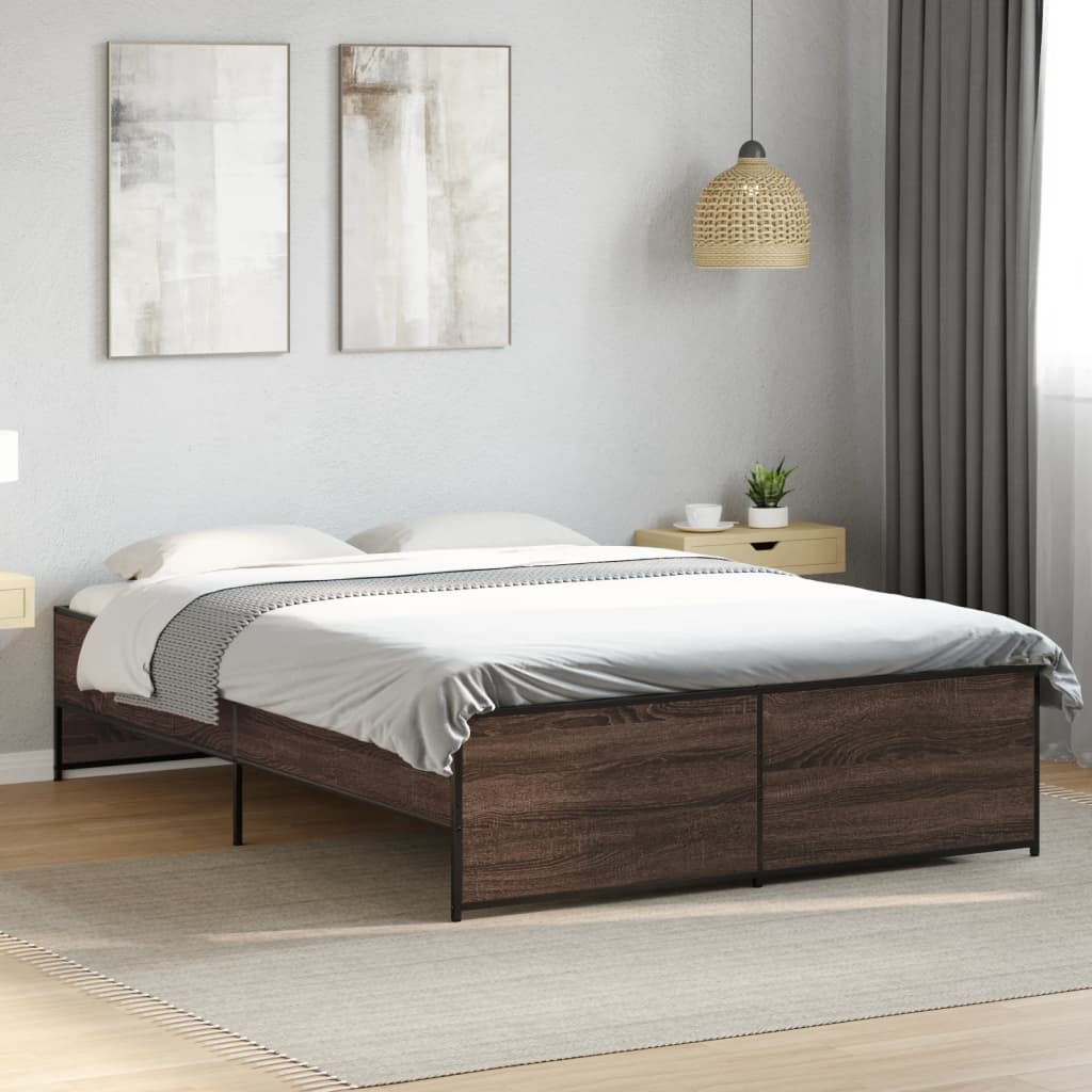 Estrutura de cama 140x190cm derivados madeira/metal