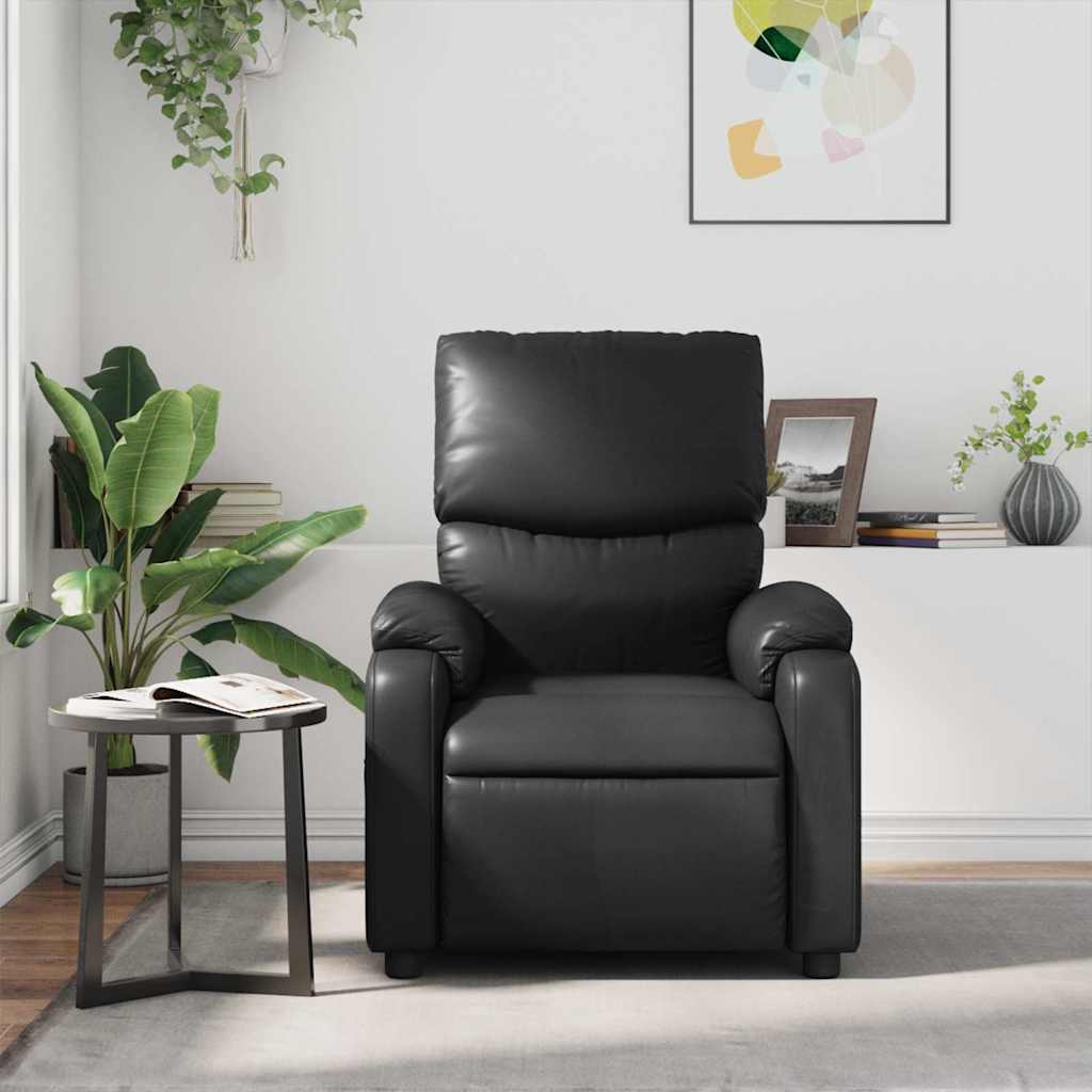 Poltrona de massagens reclinável couro artificial preto